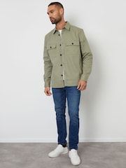 Threadbare Sage Twill Button Up 100% Cotton Shacket - Image 3 of 5