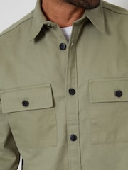 Threadbare Sage Twill Button Up 100% Cotton Shacket - Image 4 of 5