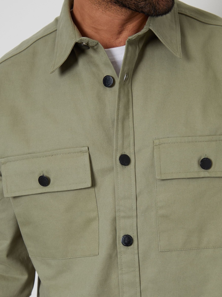 Verde-gri - Threadbare Twill Button Up Shacket - Image 4 of 5