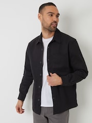 Threadbare Black 100% Cotton Twill Shacket - Image 1 of 4