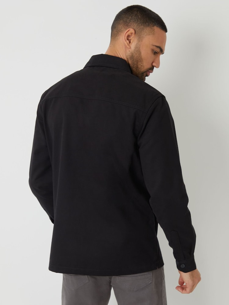 Threadbare Black 100% Cotton Twill Shacket - Image 2 of 4