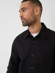 Threadbare Black 100% Cotton Twill Shacket - Image 4 of 4