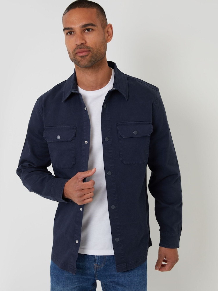 Threadbare Blue Snap Fastening Shacket - Image 1 of 4 Threadbare Blue Snap Fastening Shacket - Image 1 of 4