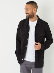 Threadbare Black Pique Popper Fastening Shacket - Image 1 of 5