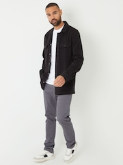 Threadbare Black Pique Popper Fastening Shacket - Image 3 of 5