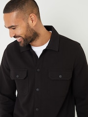 Threadbare Black Pique Popper Fastening Shacket - Image 4 of 5