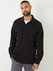 Threadbare Black Pique Popper Fastening Shacket - Image 5 of 5