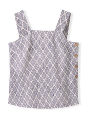 Celtic & Co. Blue Square Neck Linen Top - Image 1 of 3