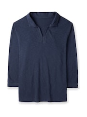Celtic & Co. Blue Slub Jersey Trim Detail Polo 100% Cotton Top - Imagen 2 de 4