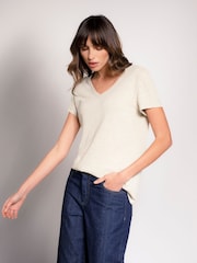 Celtic & Co. V-Neck Linen Blend T-Shirt - Image 2 of 3