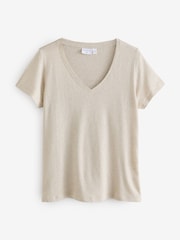 Celtic & Co. V-Neck Linen Blend T-Shirt - Image 3 of 3