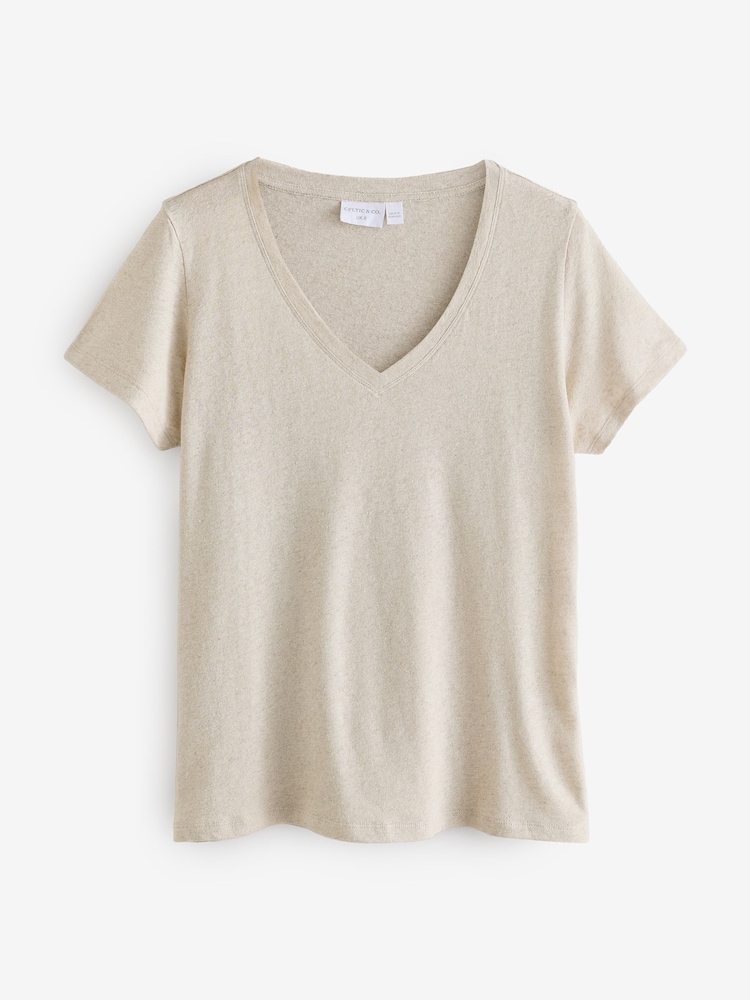 Celtic & Co. V-Neck Linen Blend T-Shirt - Image 3 of 3