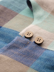 Celtic & Co. Green Button Detail 100% Linen Top - Image 3 of 4