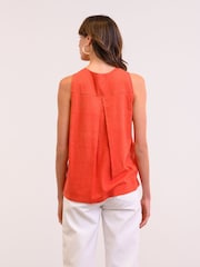 Celtic & Co. Orange Slub Jsy Pleat Back 100% Cotton Tank - Image 2 of 5