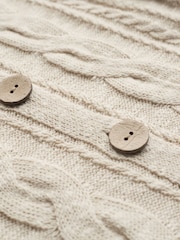 Celtic & Co. Cable Linen Blend Crew Neck Cardigan - Image 3 of 6