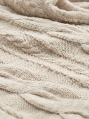 Celtic & Co. Cable Linen Blend Crew Neck Cardigan - Image 4 of 6