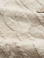 Celtic & Co. Cable Linen Blend Crew Neck Cardigan - Image 5 of 6