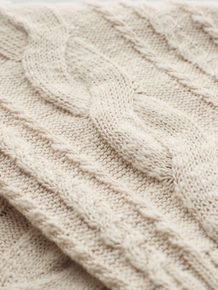 Celtic & Co. Cable Linen Blend Crew Neck Cardigan - Image 6 of 6