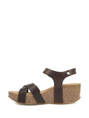 Celtic & Co. Cross-Over Wedge Brown Sandals - Image 2 of 5