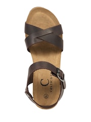 Celtic & Co. Cross-Over Wedge Brown Sandals - Image 4 of 5
