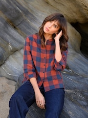 Celtic & Co. Red Check Swing 100% Linen Blouse - Image 1 of 5