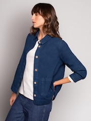 Celtic & Co. Blue 100% Cotton Twill Pleat Back Jacket - Image 3 of 3