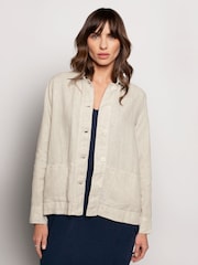 Celtic & Co. Natural 100% Linen Boxy Jacket - Image 1 of 5