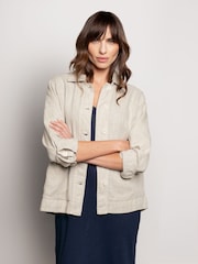 Celtic & Co. Natural 100% Linen Boxy Jacket - Image 3 of 5