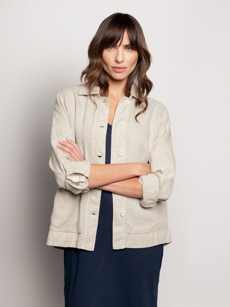 Celtic & Co. Natural 100% Linen Boxy Jacket - Image 3 of 5