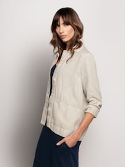 Celtic & Co. Natural 100% Linen Boxy Jacket - Image 4 of 5