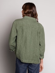Celtic & Co. Green Western 100% Linen Jacket - Image 2 of 4