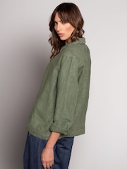 Celtic & Co. Green Western 100% Linen Jacket - Image 3 of 4