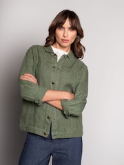 Celtic & Co. Green Western 100% Linen Jacket - Image 4 of 4