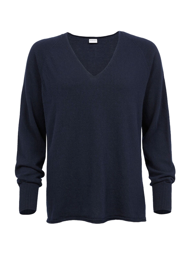 Celtic & Co. Blue Geelong Slouch V-Neck Jumper - Image 2 of 4