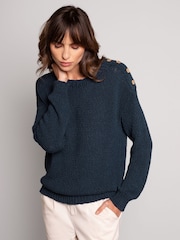 Celtic & Co. Slub Knit Button Detail Linen Blend Jumper - Image 2 of 3