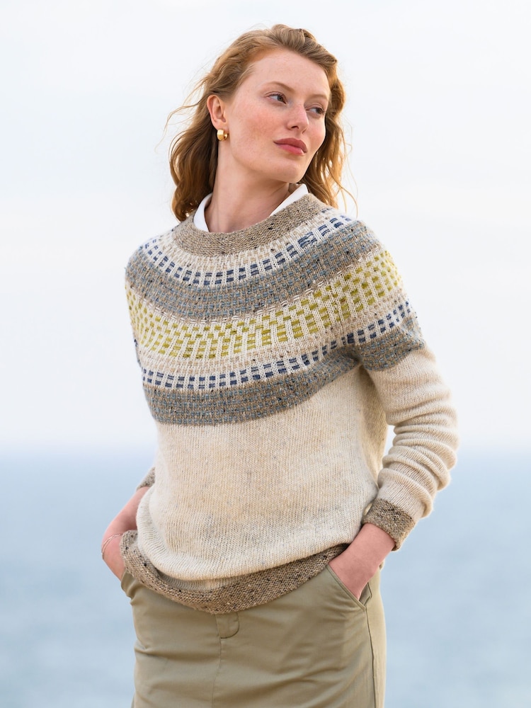 Celtic & Co. Float Print Stitch Yoke Donegal Jumper - Image 1 of 4