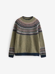 Celtic & Co. Green Donegal Fair Isle Yoke Jumper - Image 1 of 1