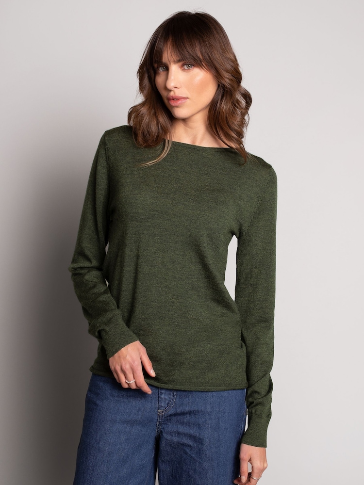 Celtic & Co. Green Merino Fine Knit Boat Jumper - Image 1 of 9