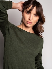 Celtic & Co. Green Merino Fine Knit Boat Jumper - Image 2 of 9