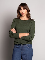 Celtic & Co. Green Merino Fine Knit Boat Jumper - Image 4 of 9