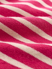 Celtic & Co. Pink Striped Knitted Crew Neck 100% Cotton T-Shirt - Image 6 of 6