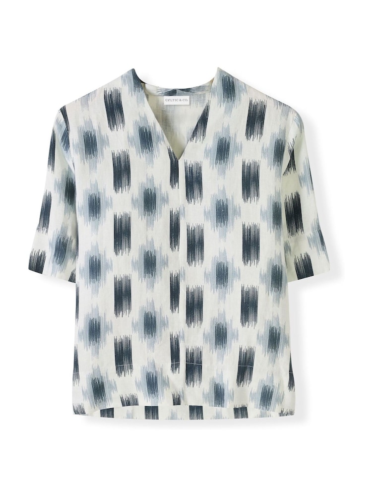Celtic & Co. Half Sleeve V-Neck 100% Linen Tunic - Image 2 of 2