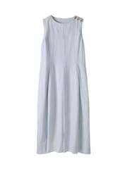 Celtic & Co. Blue Sleeveless Midi Swing 100% Linen Dress - Image 3 of 5