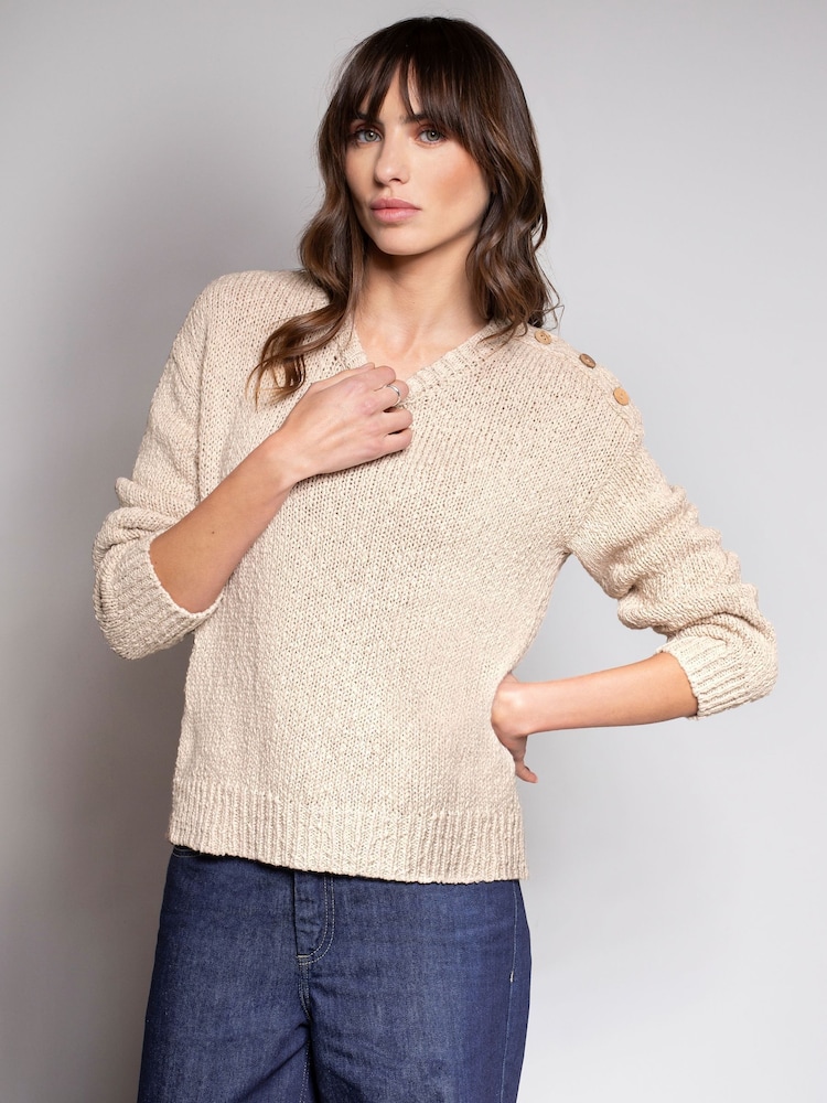 Celtic & Co. Slub Knit Button Detail Linen Blend Jumper - Image 3 of 7