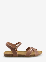 Celtic & Co. Triple Strap Low Wedge Brown Mules - Image 1 of 1