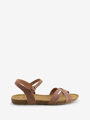 Celtic & Co. Triple Strap Low Wedge Brown Mules - Image 1 of 1