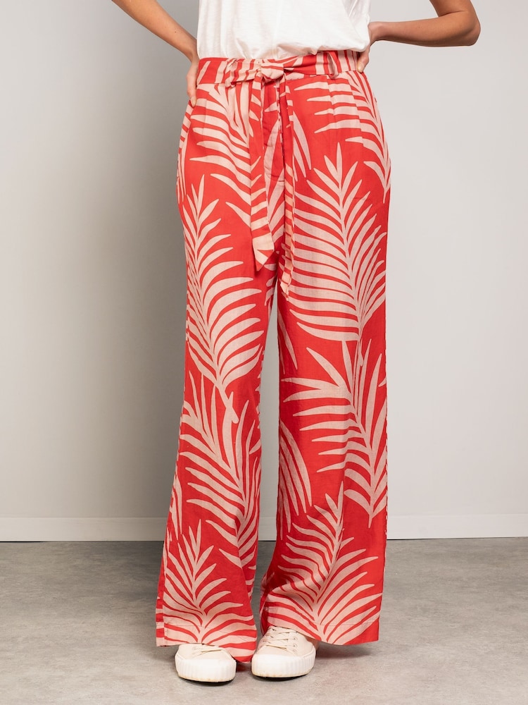 Celtic & Co. Orange Self Tie Wide Leg 100% Linen Trousers - Image 1 of 5 Celtic & Co. Orange Self Tie Wide Leg 100% Linen Trousers - Image 1 of 5