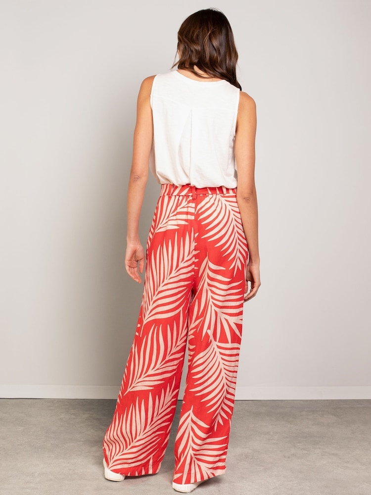 Celtic & Co. Orange Self Tie Wide Leg 100% Linen Trousers - Изображение 2 из 5