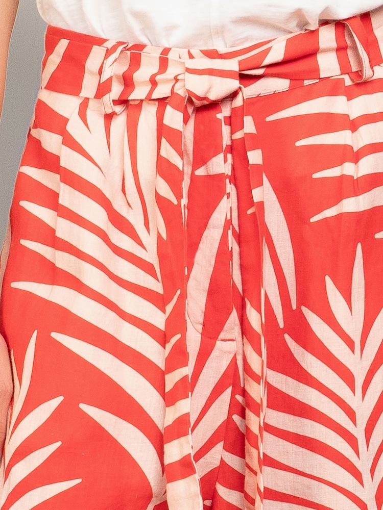Celtic & Co. Orange Self Tie Wide Leg 100% Linen Trousers - Image 4 of 5