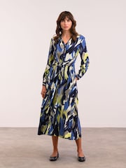 Celtic & Co. Blue Tie Front Midi Dress - Image 1 of 2